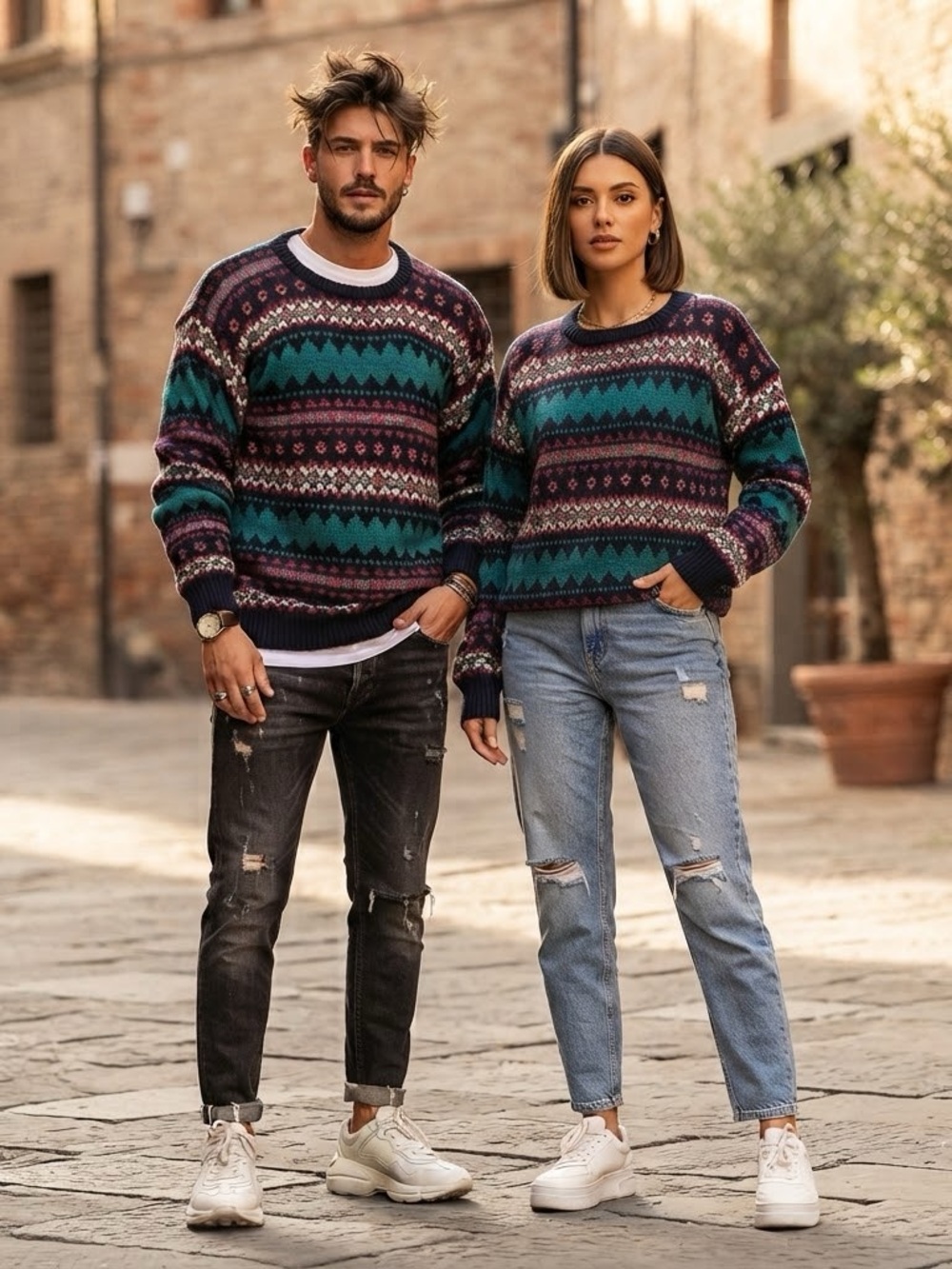 Vintage Unisex Chunky Knit Cotton Pullover Sweater Oversized Funky Retro Sweater